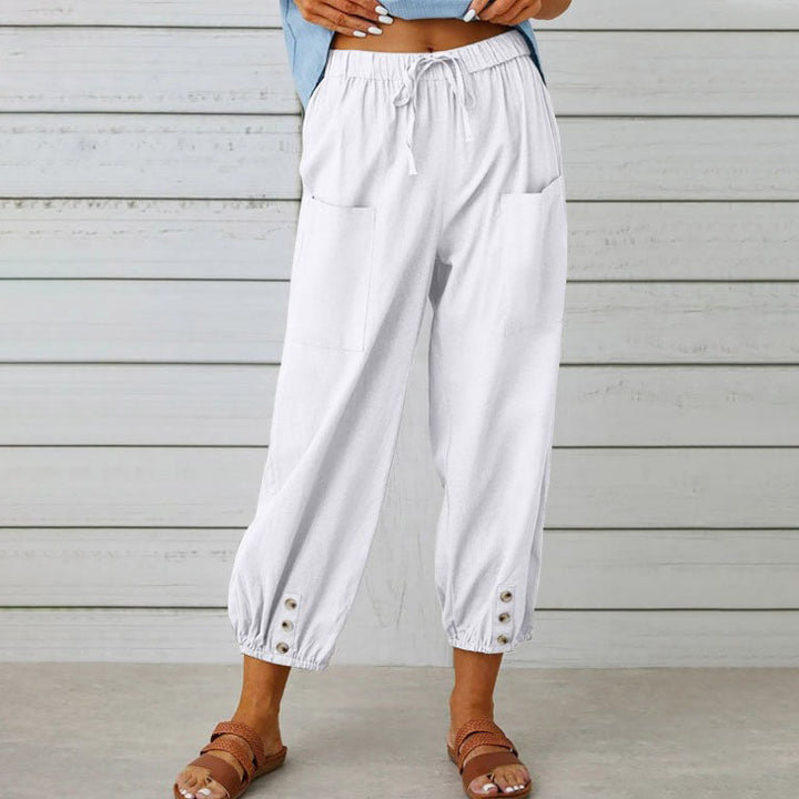 Losse Broek met wijde pijpen-Wijde Broeken-Calora-Wit-S-Calora
