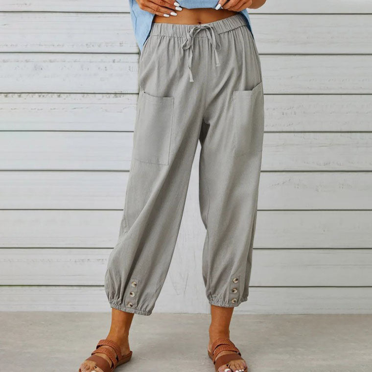 Losse Broek met wijde pijpen-Wijde Broeken-Calora-Wit-S-Calora