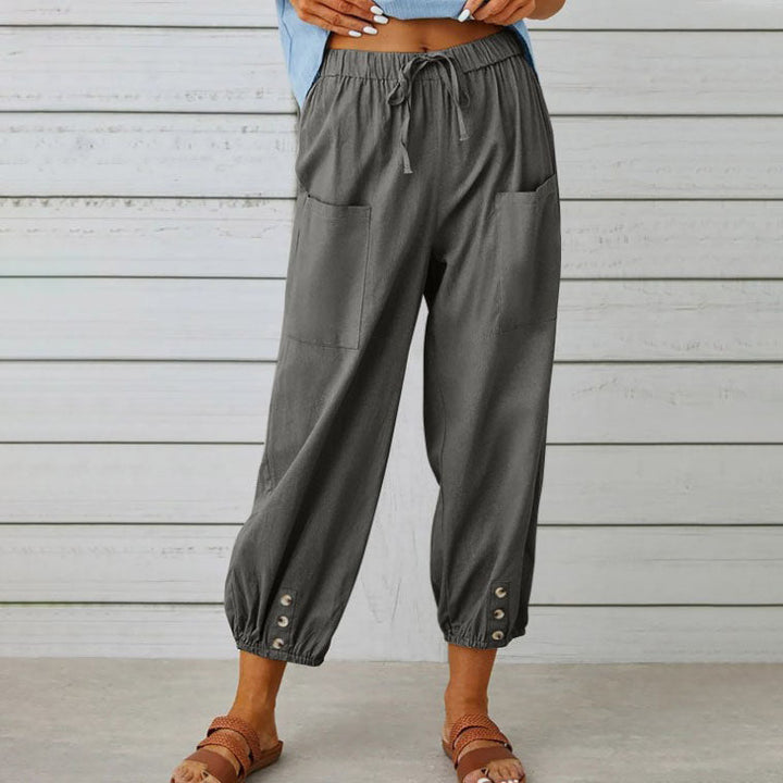 Losse Broek met wijde pijpen-Wijde Broeken-Calora-Wit-S-Calora