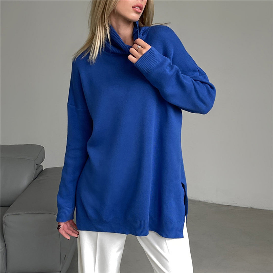 Losse gebreide Sweater met hoge hals-Blazers & Vesten-Calora-Oranje-S-Calora