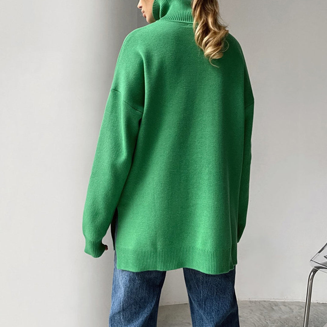 Losse gebreide Sweater met hoge hals-Blazers & Vesten-Calora-Oranje-S-Calora