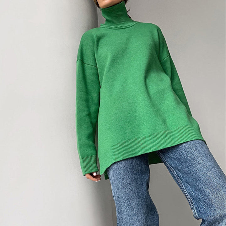 Losse gebreide Sweater met hoge hals-Blazers & Vesten-Calora-Oranje-S-Calora