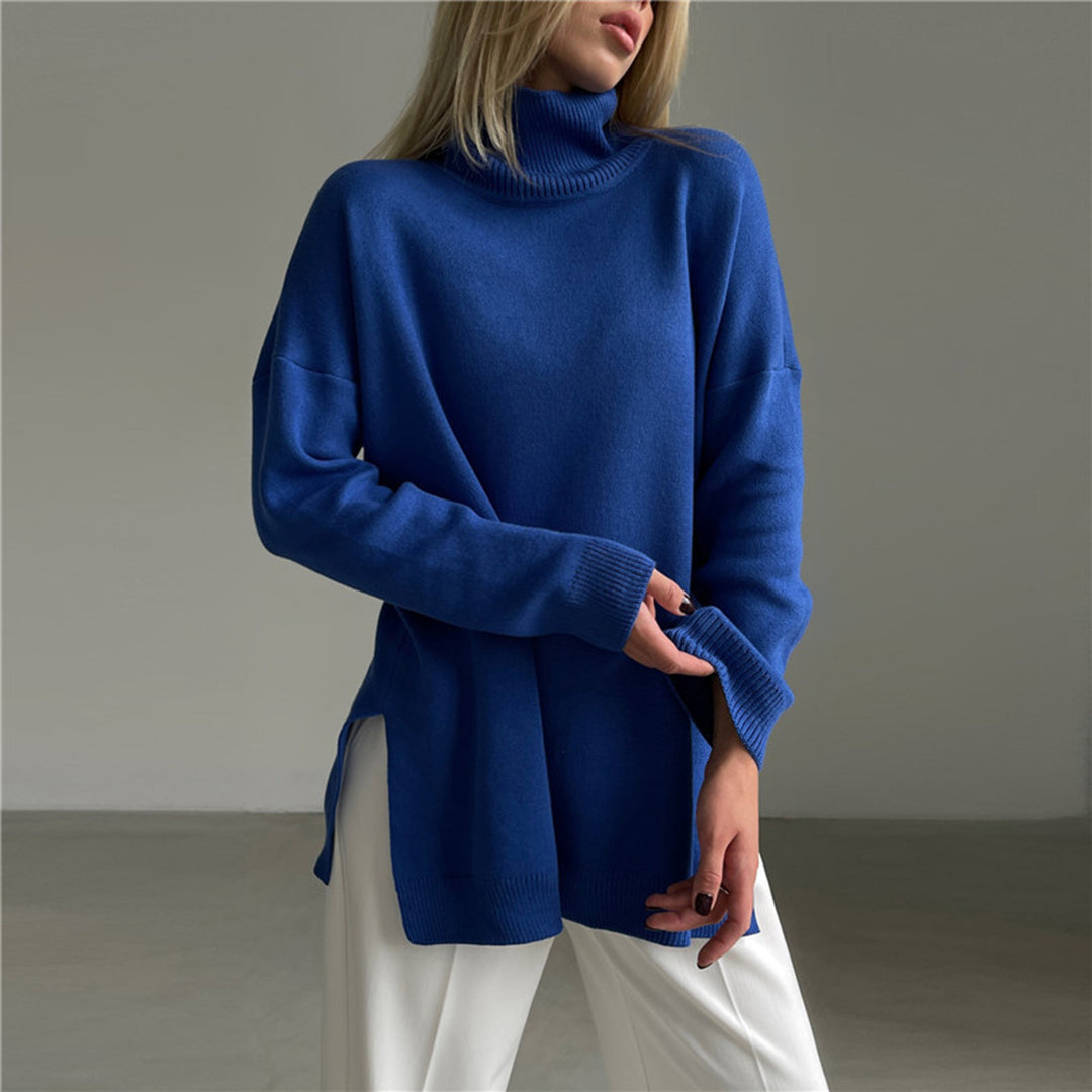 Losse gebreide Sweater met hoge hals-Blazers & Vesten-Calora-Oranje-S-Calora