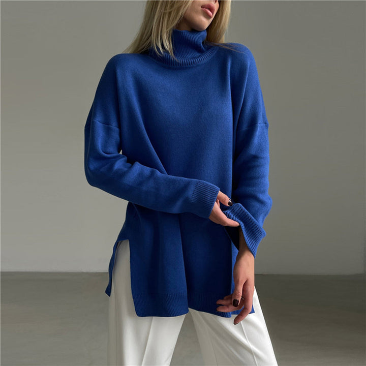 Losse gebreide Sweater met hoge hals-Blazers & Vesten-Calora-Oranje-S-Calora