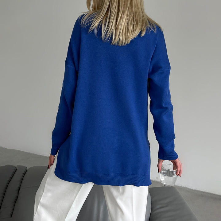 Losse gebreide Sweater met hoge hals-Blazers & Vesten-Calora-Oranje-S-Calora