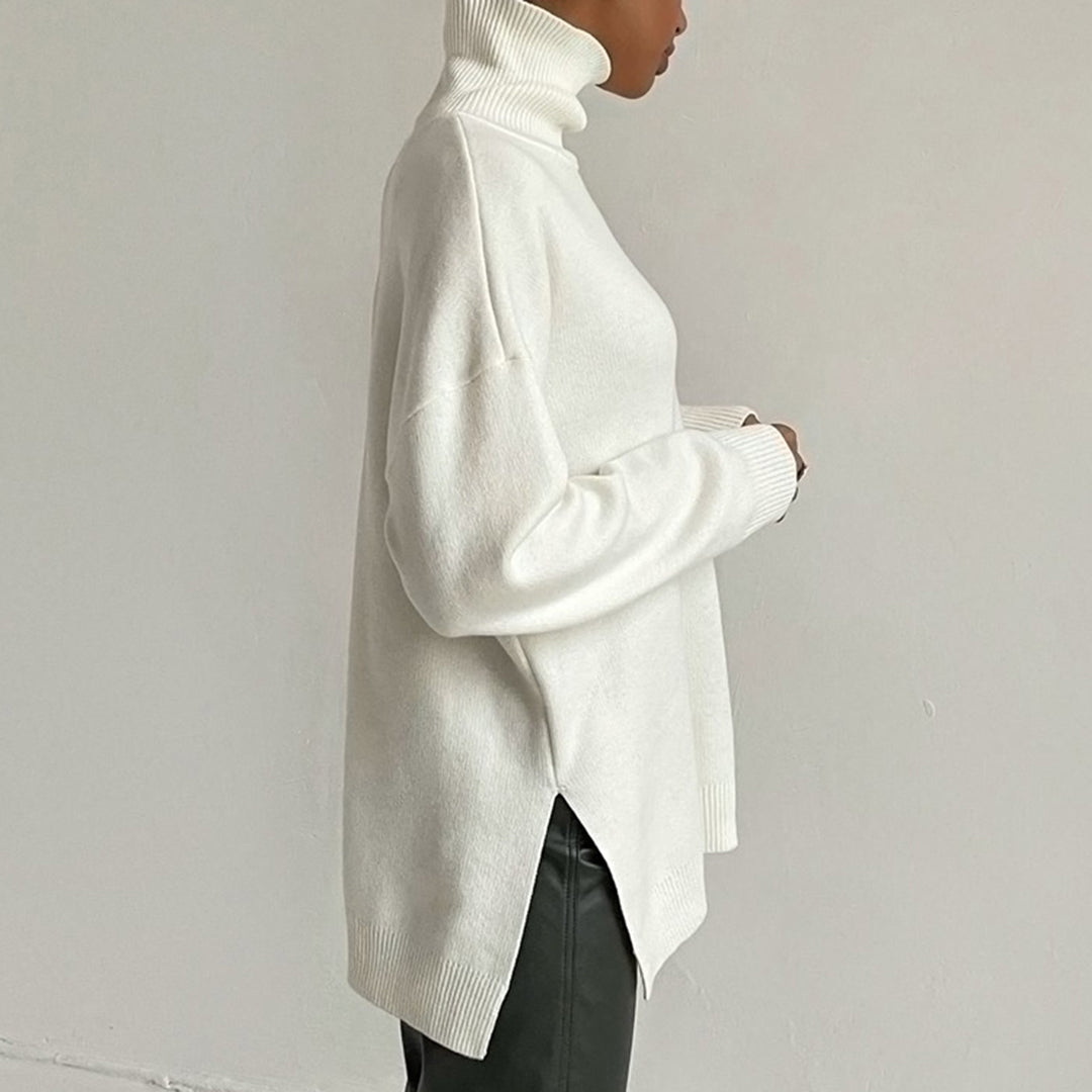 Losse gebreide Sweater met hoge hals-Blazers & Vesten-Calora-Oranje-S-Calora