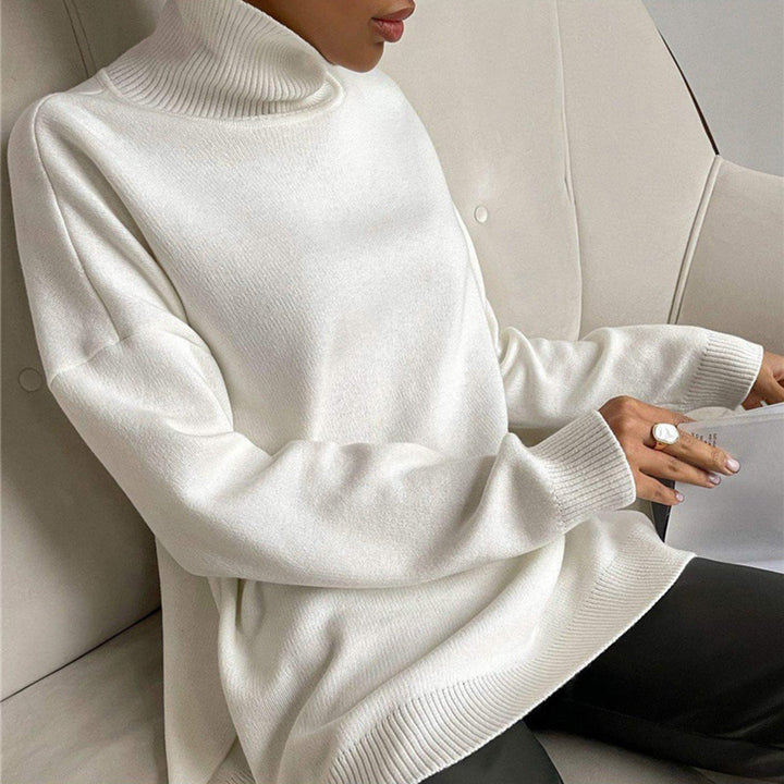 Losse gebreide Sweater met hoge hals-Blazers & Vesten-Calora-Oranje-S-Calora