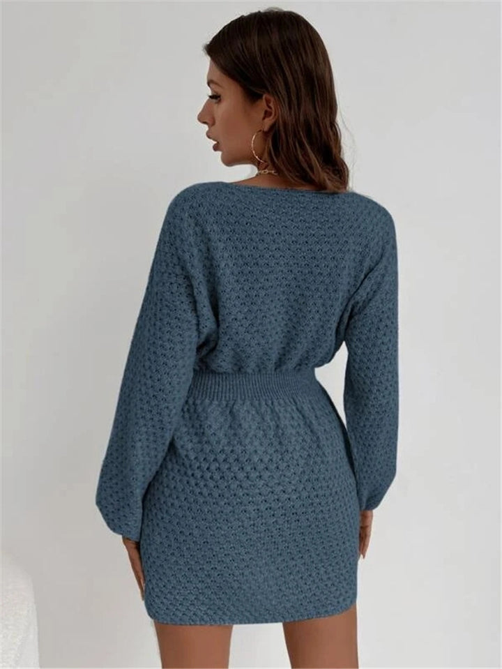 CALORA_ Losse Gebreide Trui met Ronde Hals en Taille voor Dames
