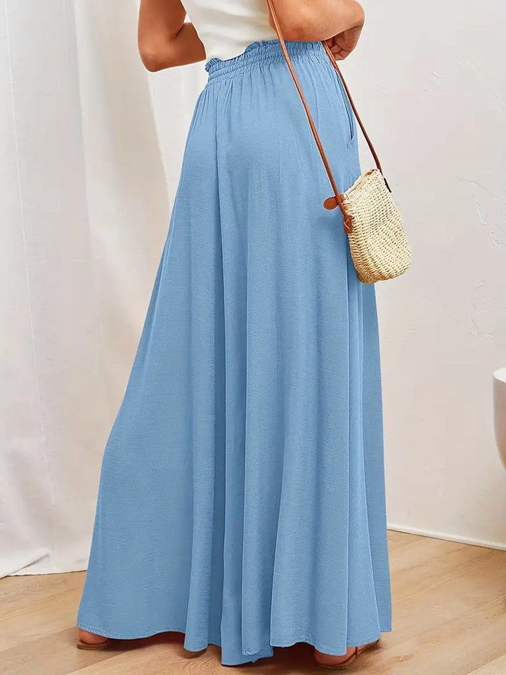 Losse Palazzo-broek met elastische taille-Wijde Broeken-Calora-S-Calora