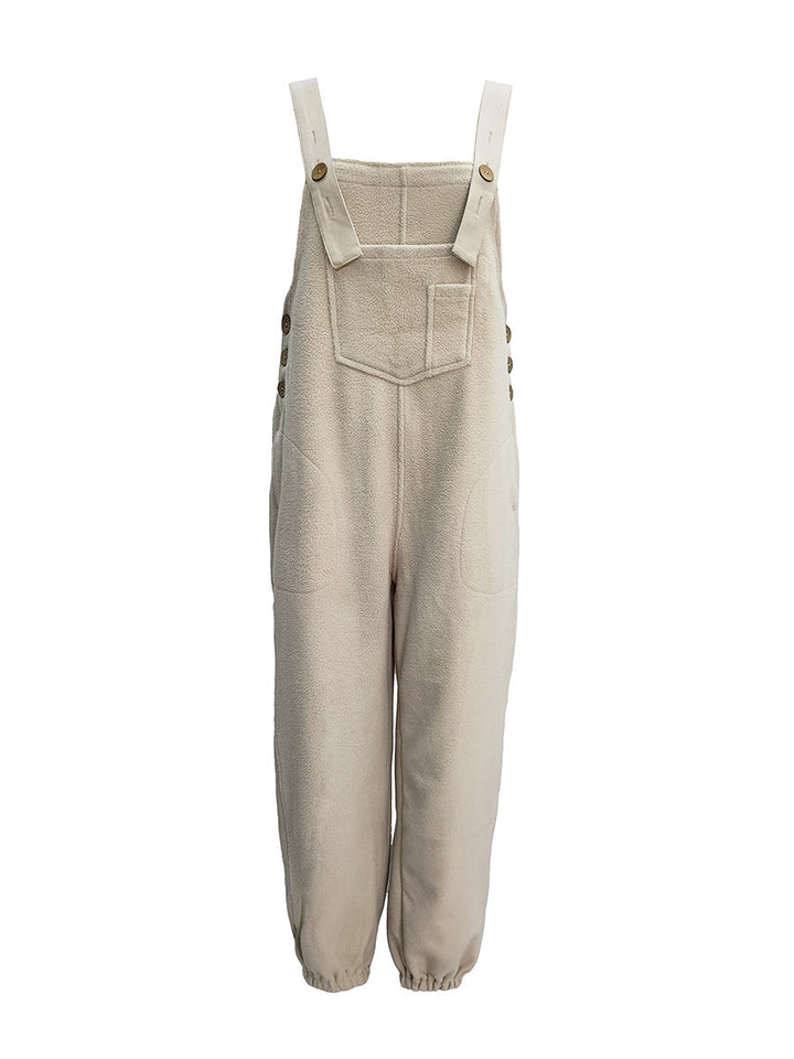 CALORA_ Losse Pas Versleten Denim Overall met Verstelbare Banden