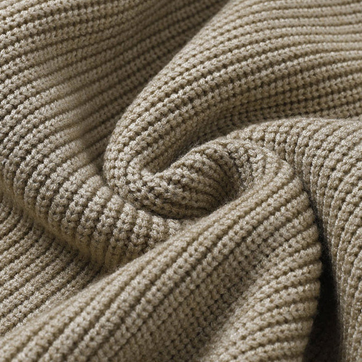 Losse ronde hals effen gebreide trui voor dames-Blazers & Vesten-Calora-Beige-S-Calora