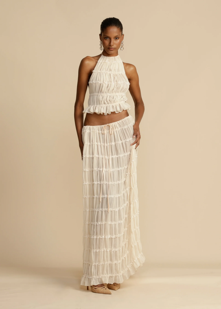 CALORA_ Lost In Paradise Tweedelige Set Rugloze Geplooide Jurk