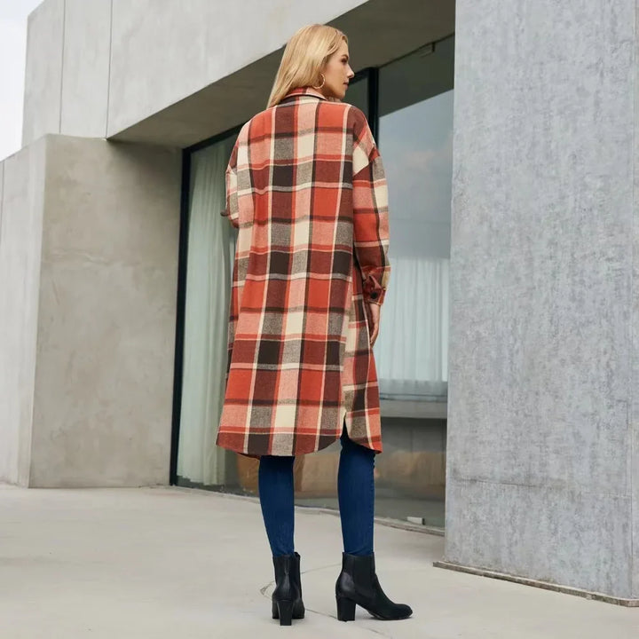 Louise | Dames geruite trenchcoat met zijsplitten en zakken-Zomer Jassen-Calora-Groen-S-Calora