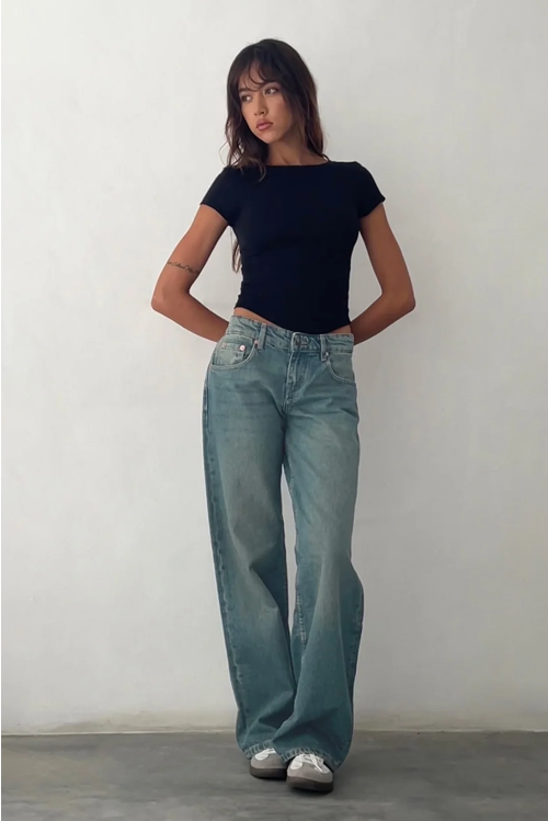CALORA_ Low-Rise Jeans Stretch Denim Trendy Comfortabele Y2K Pasvorm