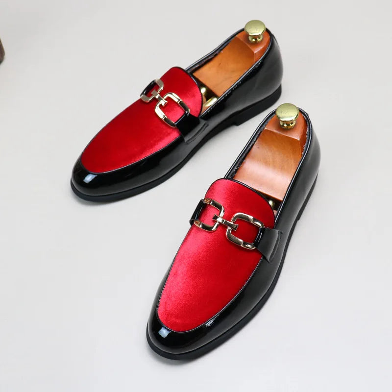 Luca | Glanzende leren lak loafers slip-on-Loafers-Calora-Rood-37-Calora