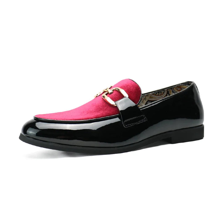 Luca | Glanzende leren lak loafers slip-on-Loafers-Calora-Rood-37-Calora