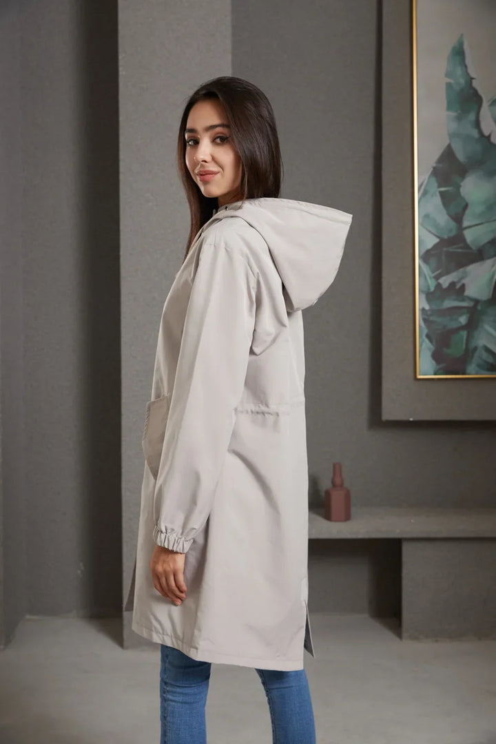 Luce | Trenchcoat met Capuchon en knopen-Zomer Jassen-Calora-Beige-S-Calora