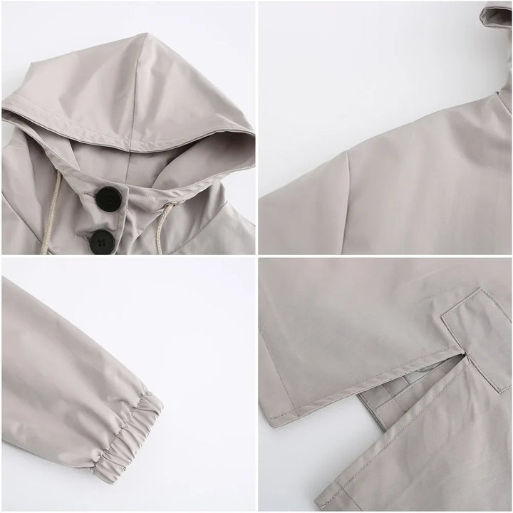 Luce | Trenchcoat met Capuchon en knopen-Zomer Jassen-Calora-Beige-S-Calora