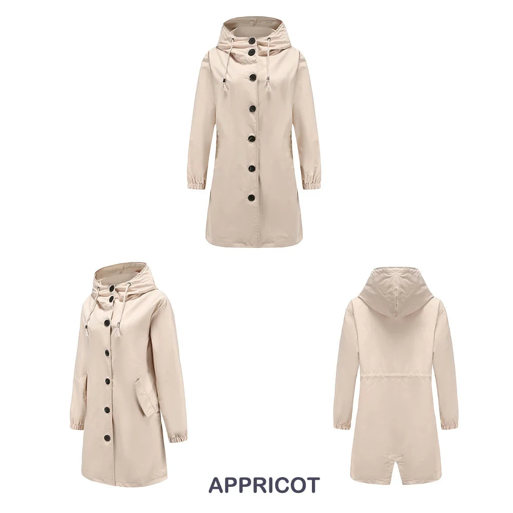 Luce | Trenchcoat met Capuchon en knopen-Zomer Jassen-Calora-Beige-S-Calora