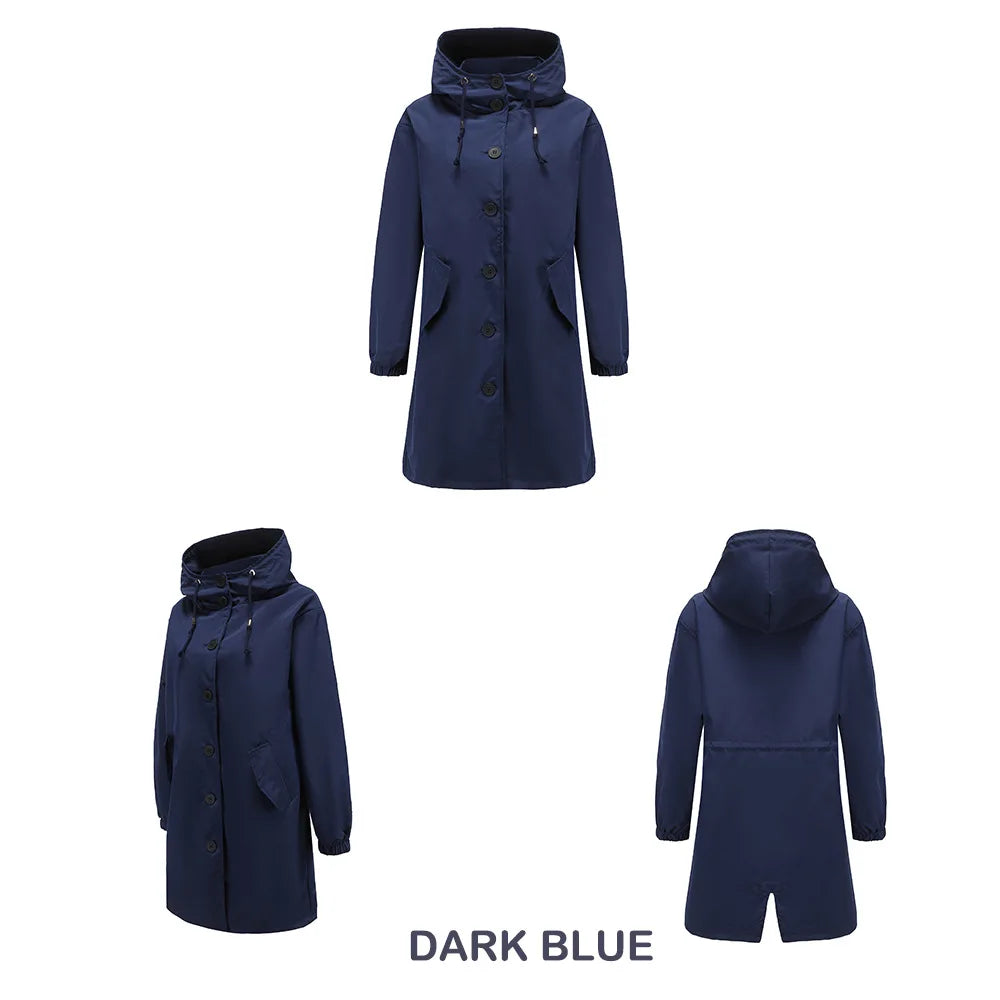 Luce | Trenchcoat met Capuchon en knopen-Zomer Jassen-Calora-Blauw-S-Calora
