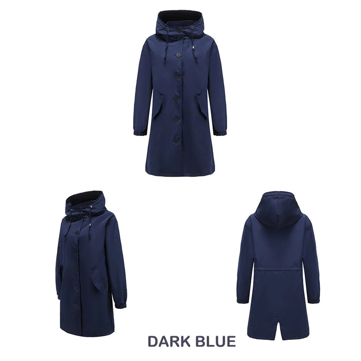 Luce | Trenchcoat met Capuchon en knopen-Zomer Jassen-Calora-Blauw-S-Calora