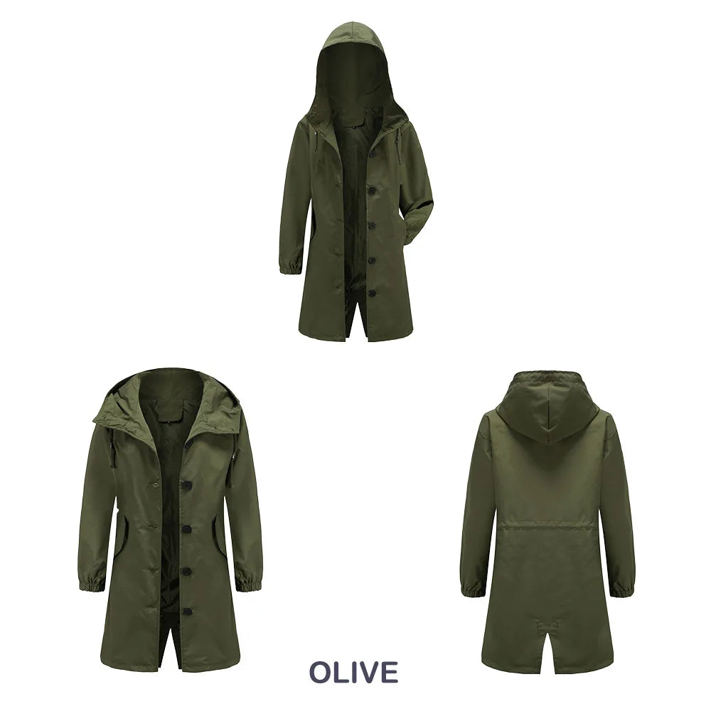 Luce | Trenchcoat met Capuchon en knopen-Zomer Jassen-Calora-Groen-S-Calora