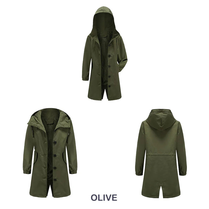Luce | Trenchcoat met Capuchon en knopen-Zomer Jassen-Calora-Groen-S-Calora