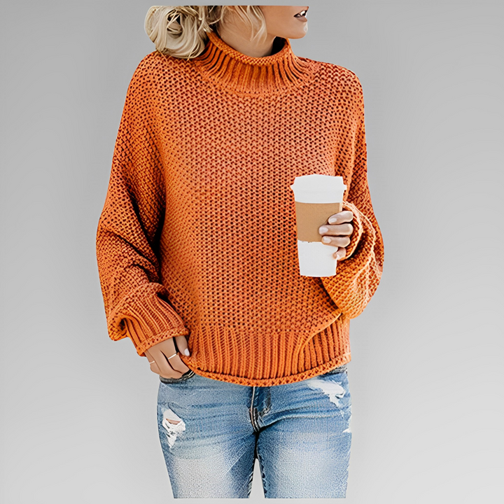 Luchtige en frisse trui met col-Blazers & Vesten-Calora-Oranje-S-Calora