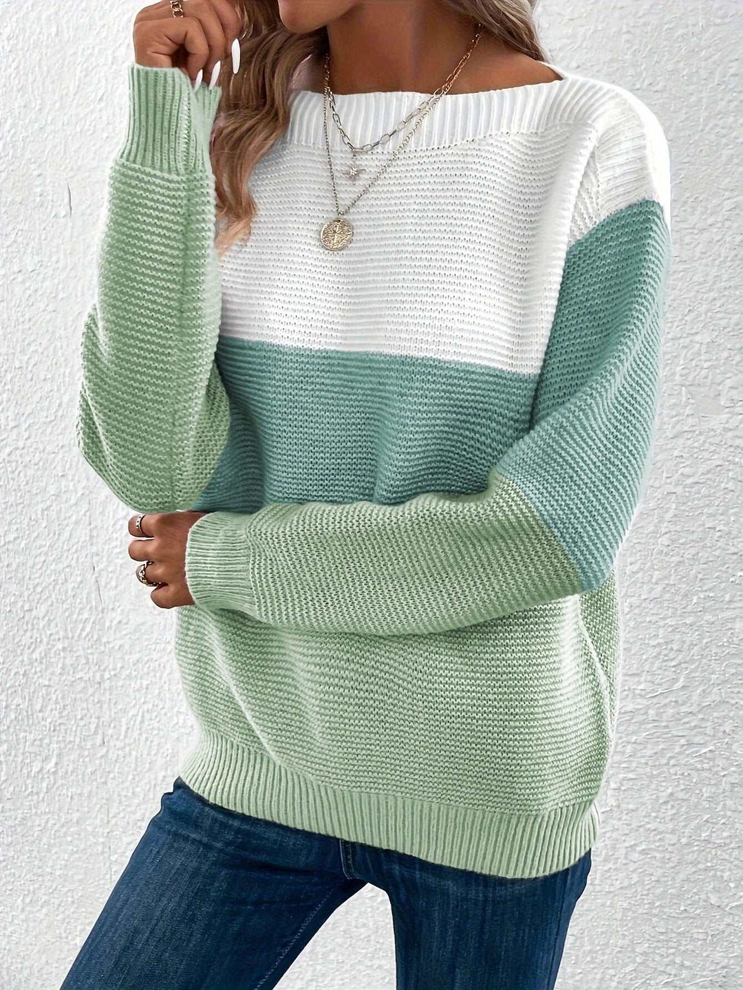 Luchtige Gestreepte Warme Sweater-Blazers & Vesten-Calora-Groen-S-Calora