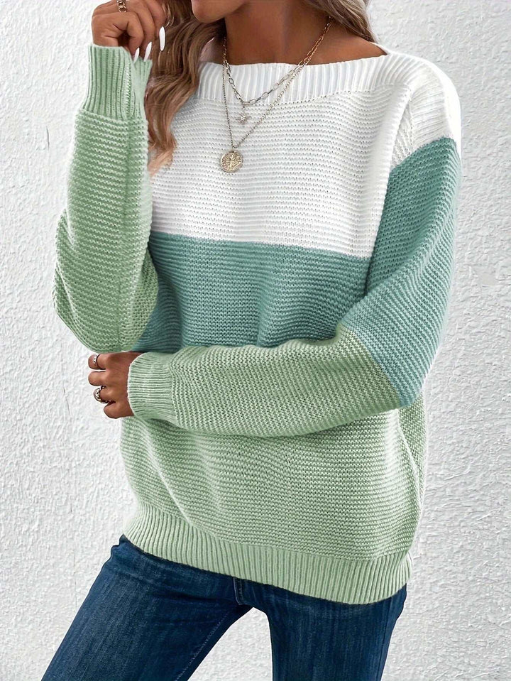 Luchtige Gestreepte Warme Sweater-Blazers & Vesten-Calora-Groen-S-Calora