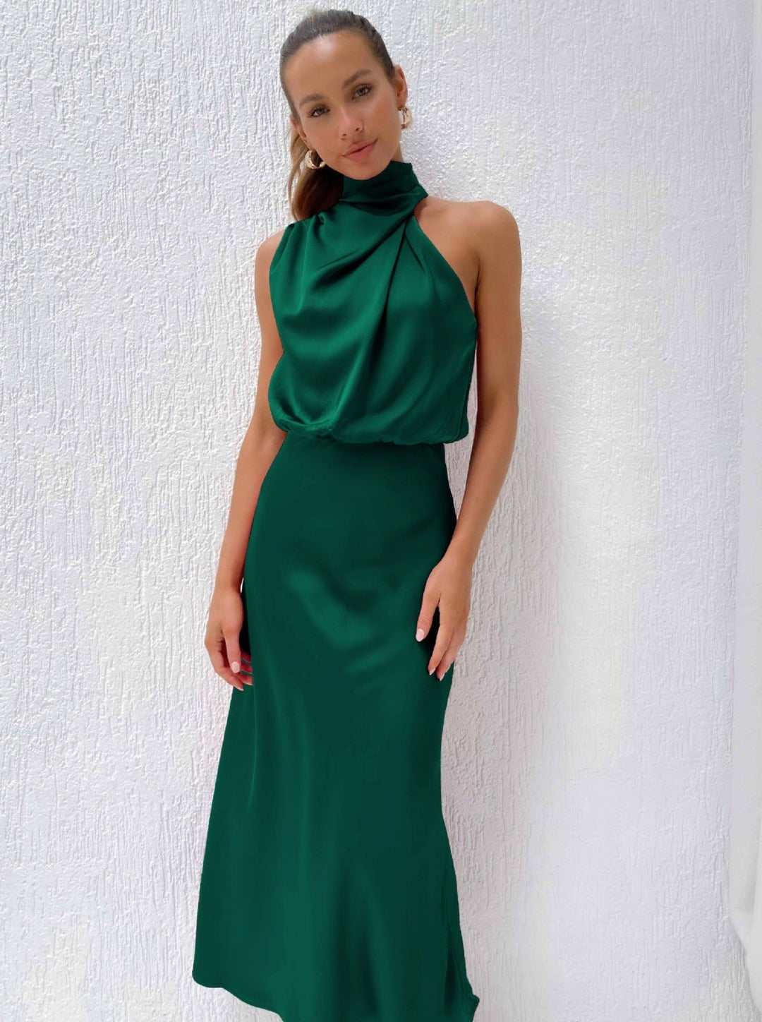 Lucía | Elegante diepgroene halterjurk-Feest Jurken-Calora-S-Calora