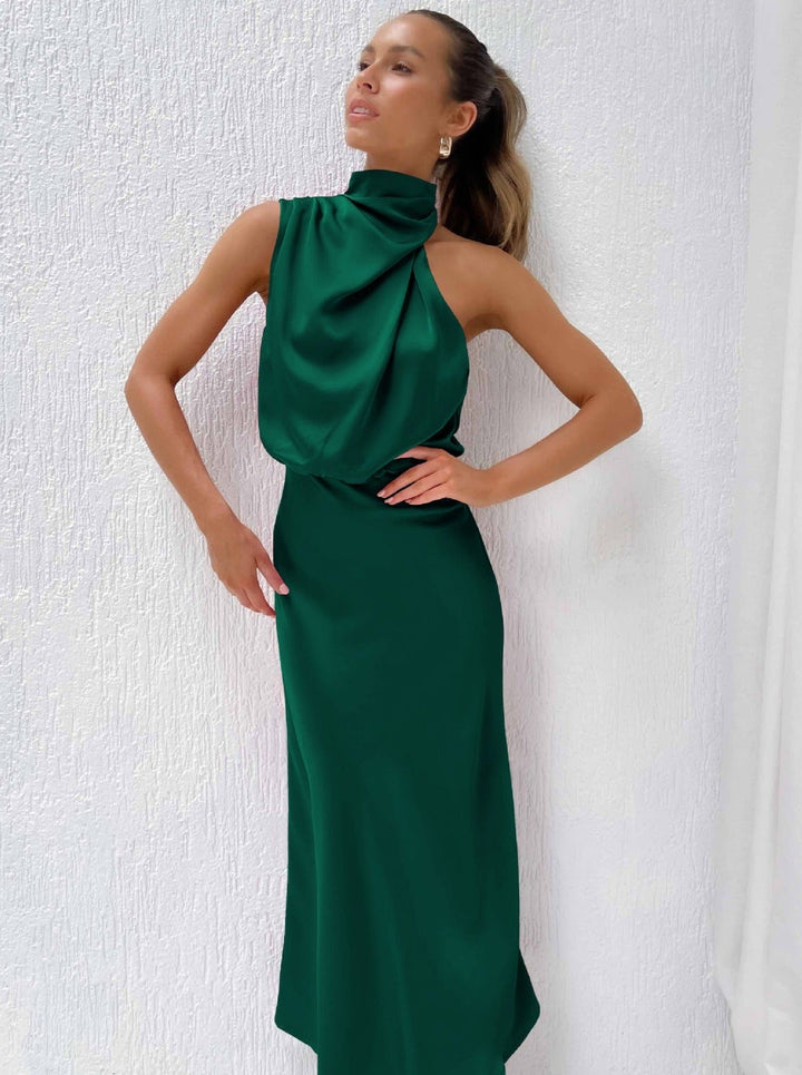 Lucía | Elegante diepgroene halterjurk-Feest Jurken-Calora-S-Calora