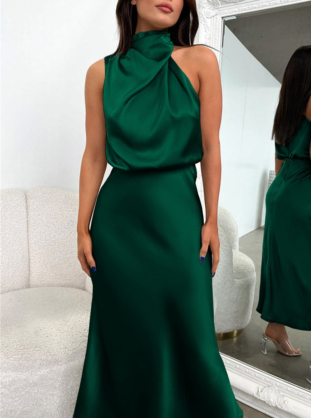 Lucía | Elegante diepgroene halterjurk-Feest Jurken-Calora-S-Calora