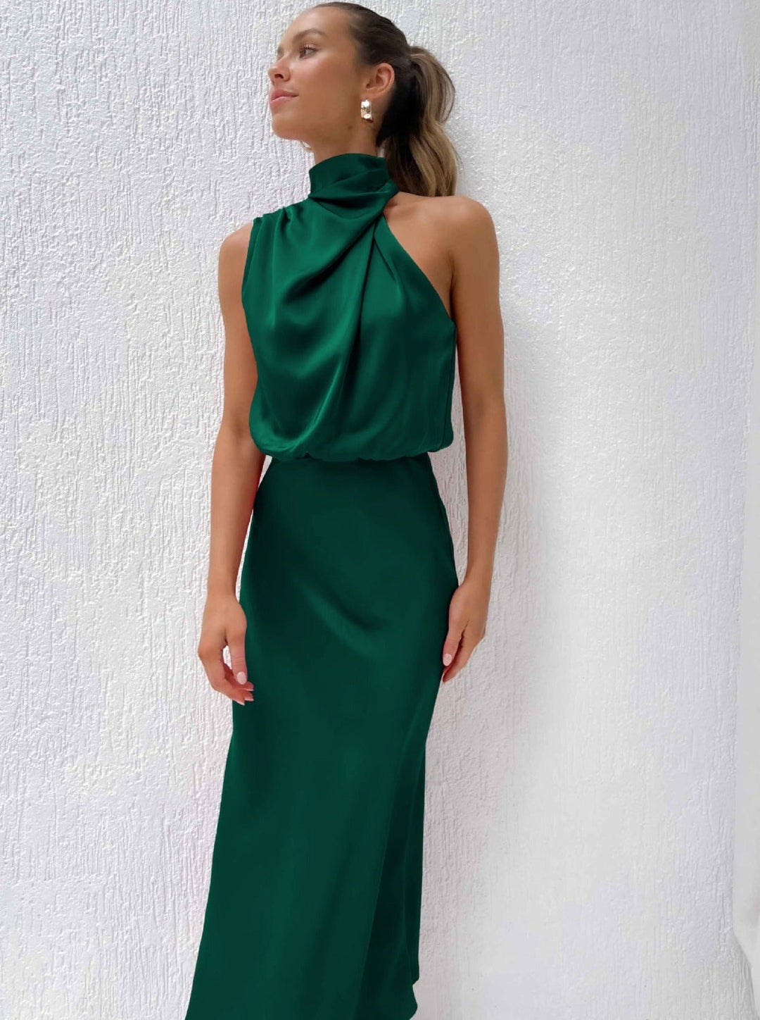 Lucía | Elegante diepgroene halterjurk-Feest Jurken-Calora-S-Calora