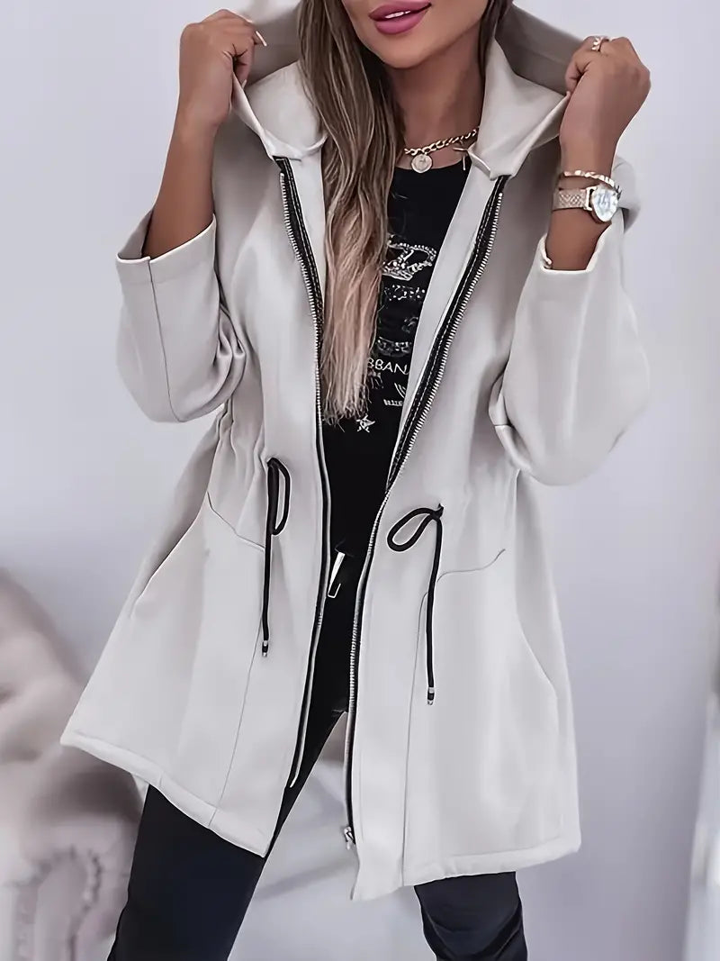 Lucille | Waterdichte regenjas met capuchon voor dames-Zomer Jassen-Calora-Grijs-S-Calora