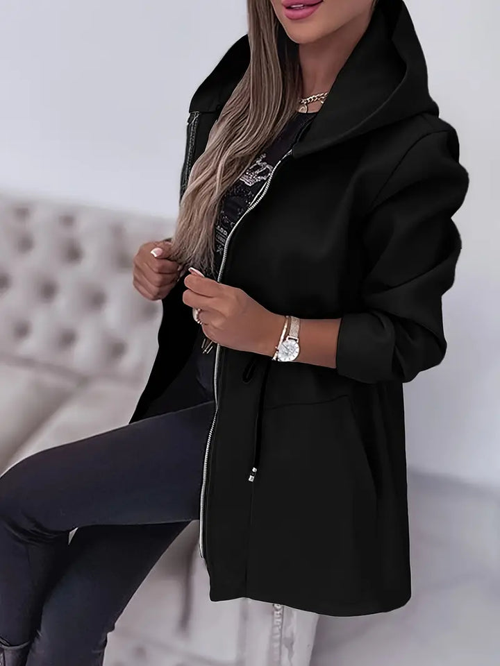 Lucille | Waterdichte regenjas met capuchon voor dames-Zomer Jassen-Calora-Zwart-S-Calora
