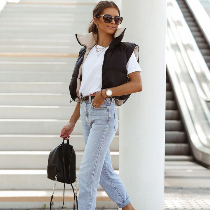 CALORA_ Lúmá | Korte elegante Bodywarmer - Dubbelzijdig