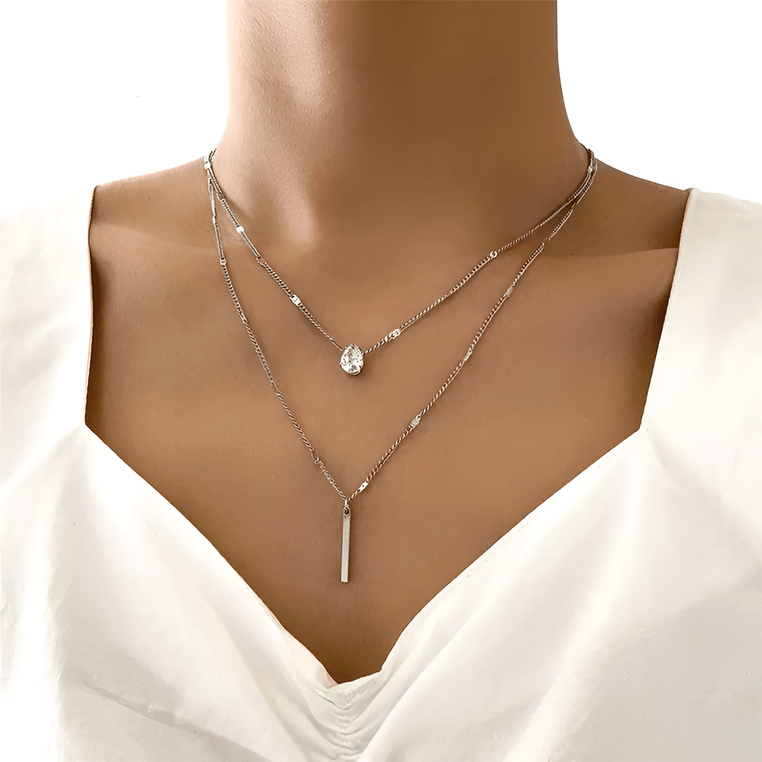 Luna | Luxe Stralende Raster Ketting-Kettingen-Calora-Zilver-Calora
