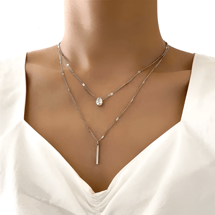 Luna | Luxe Stralende Raster Ketting-Kettingen-Calora-Zilver-Calora