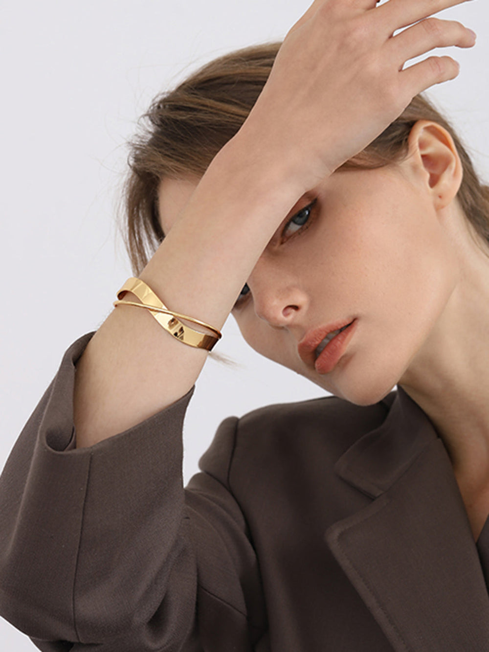 Lunara | Eenvoudige platte gouden armband-Armbanden-Calora-Calora