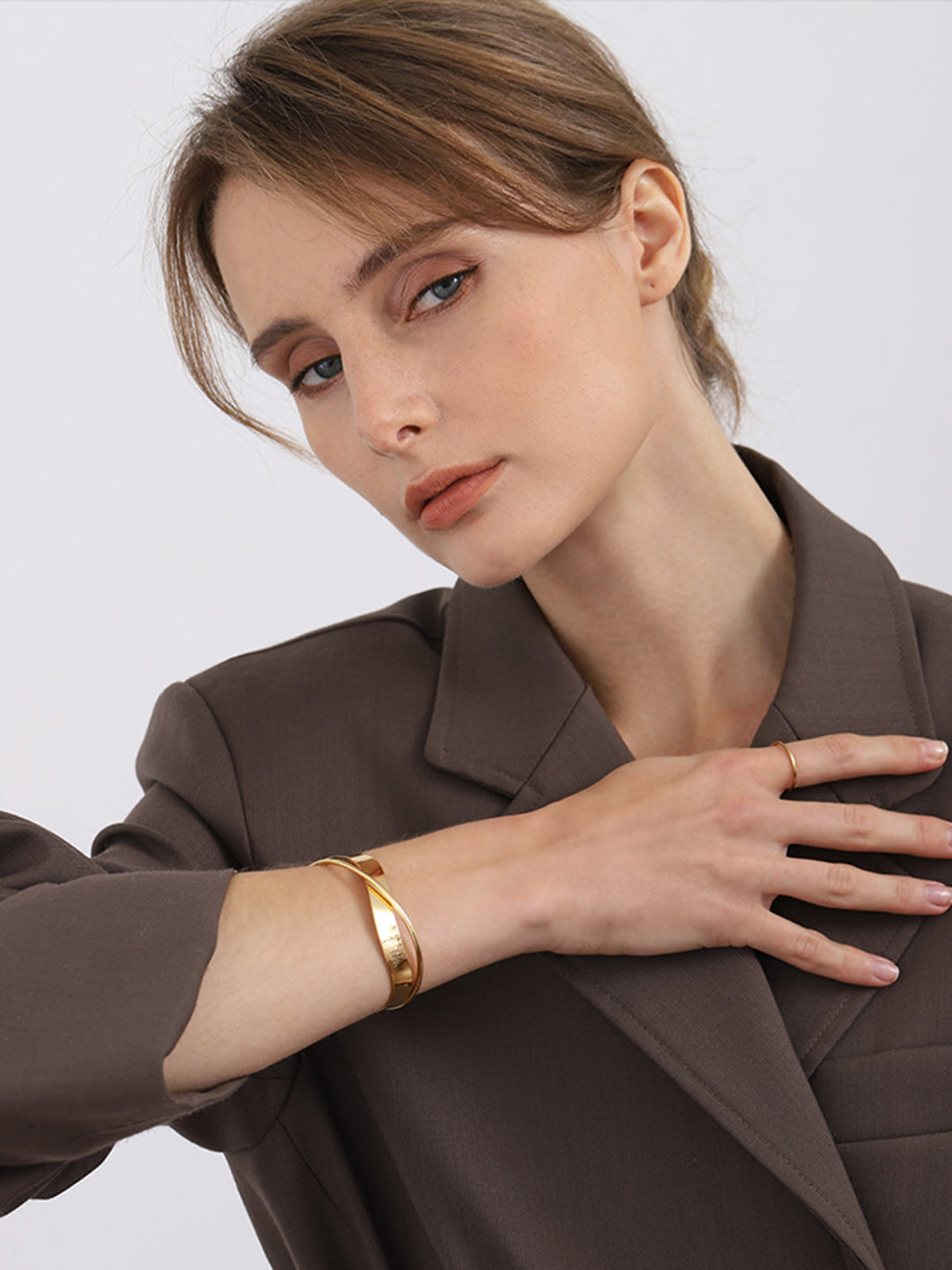 Lunara | Eenvoudige platte gouden armband-Armbanden-Calora-Calora