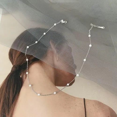 Lunelle | Parel Choker hartjes Ketting voor Vrouwen-Kettingen-Calora-Dorine Zilver-Calora