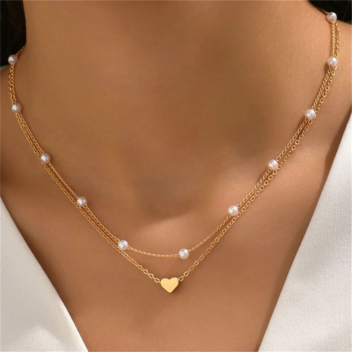 Lunelle | Parel Choker hartjes Ketting voor Vrouwen-Kettingen-Calora-Étoile Goud-Calora