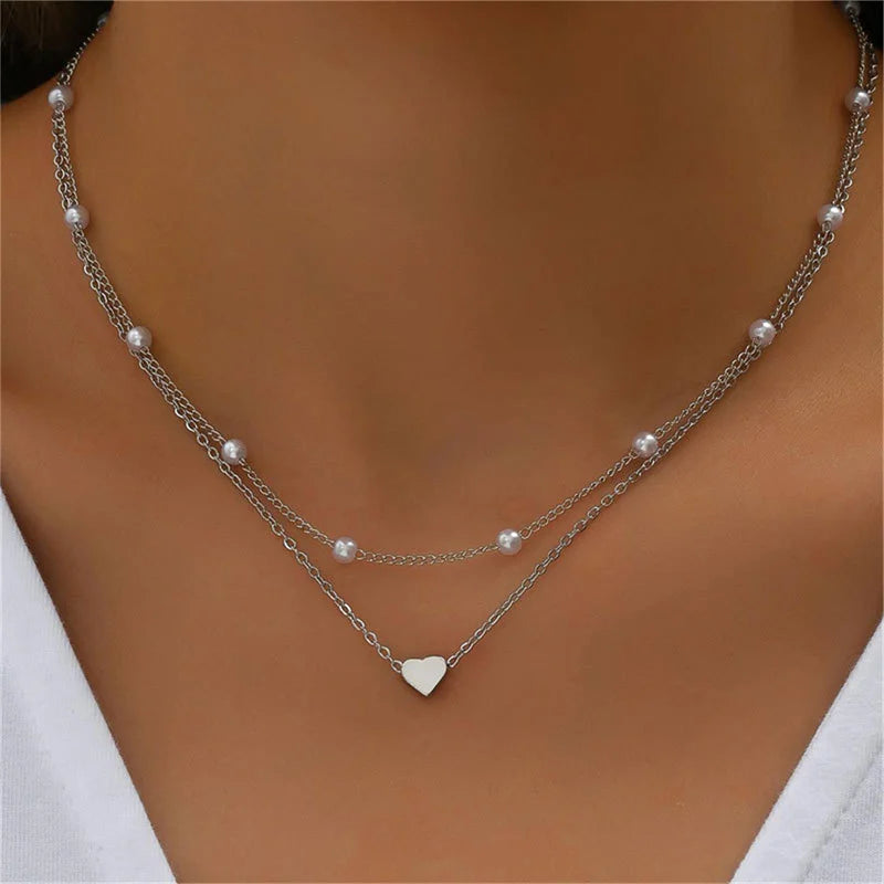 Lunelle | Parel Choker hartjes Ketting voor Vrouwen-Kettingen-Calora-Ravelle Goud-Calora
