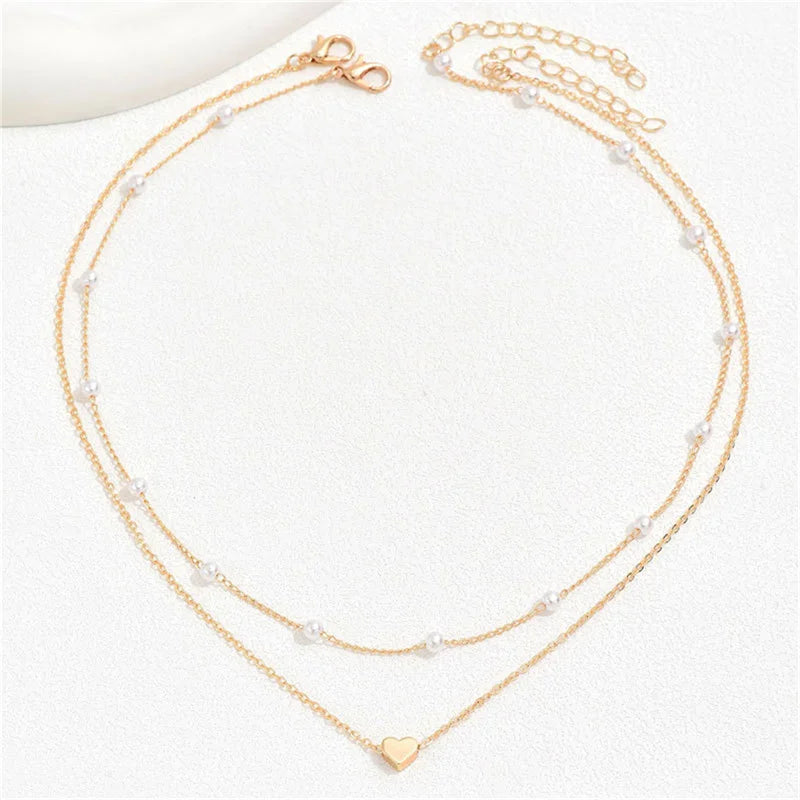 Lunelle | Parel Choker hartjes Ketting voor Vrouwen-Kettingen-Calora-Ravelle Goud-Calora