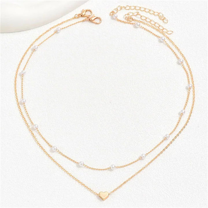 Lunelle | Parel Choker hartjes Ketting voor Vrouwen-Kettingen-Calora-Ravelle Goud-Calora