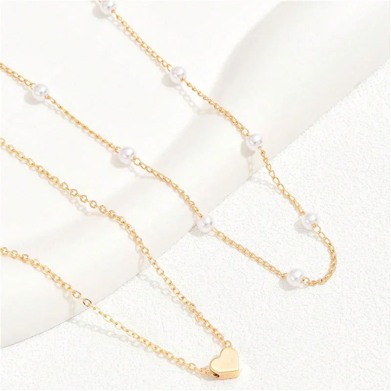 Lunelle | Parel Choker hartjes Ketting voor Vrouwen-Kettingen-Calora-Ravelle Goud-Calora