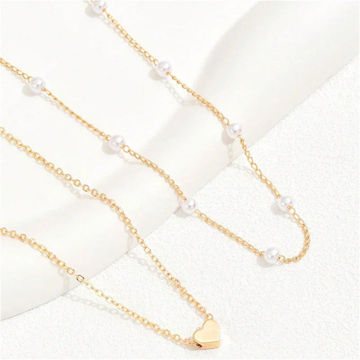 Lunelle | Parel Choker hartjes Ketting voor Vrouwen-Kettingen-Calora-Ravelle Goud-Calora