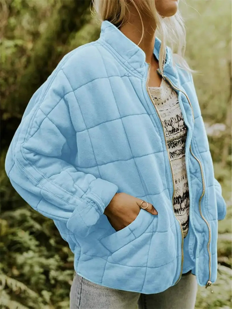 Luxe Dames Overgangsjas - Comfortabele Warme Jas voor het Voorjaar-Zomer Jassen-Calora-Lichtblauw-S-Calora