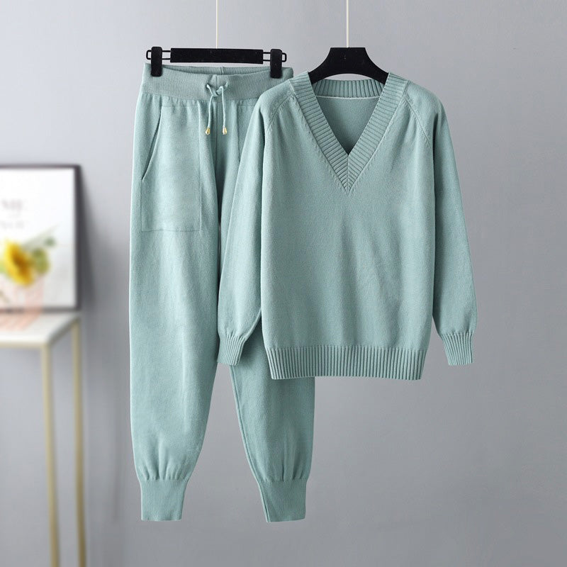 Luxe Designer geïnspireerde Trui Broek Set-Sets & Pakken-Calora-Groen-S-Calora
